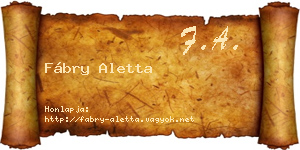 Fábry Aletta névjegykártya